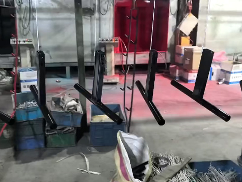 Powder-coated product out of the oven